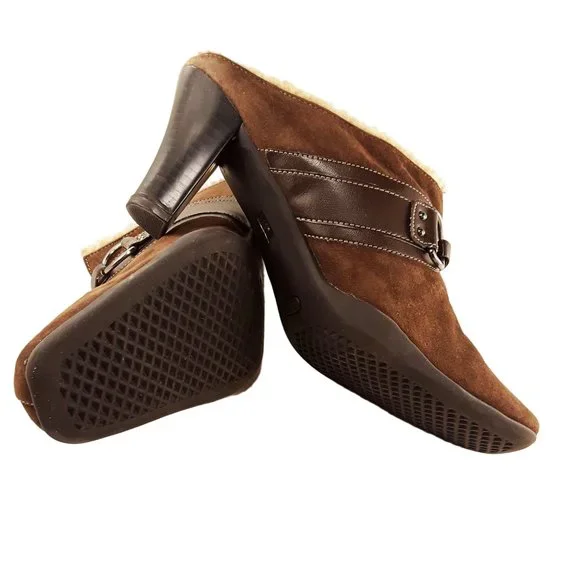 Aerosoles Cinch Of Salt Brown Suede Heeled Clog Mules- Womens Sz 9B - Picture 4 of 6